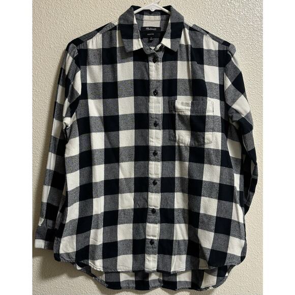 Madewell Women’s Sz XS Oversized Buffalo Plaid Flannel Button Up Western Chore - Picture 1 of 8